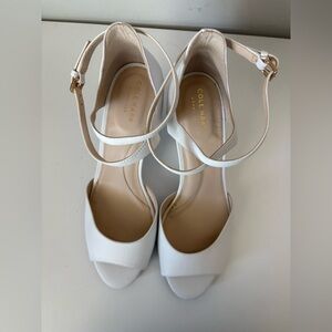 Cole Haan Grand 360 Women’s Open Toes White Leather Wedge Sandal Pump 10b
